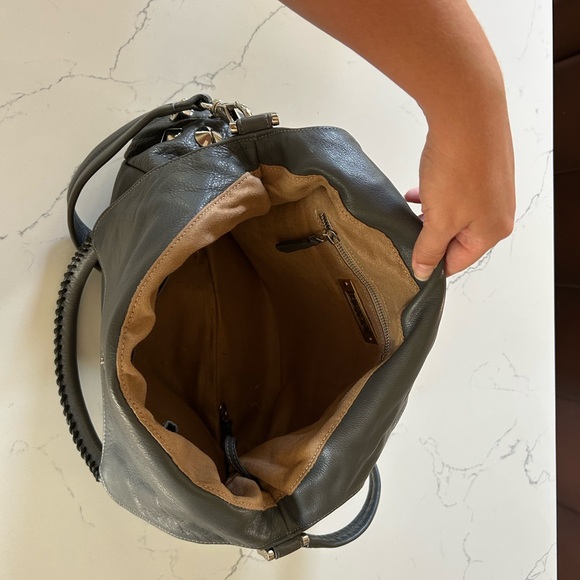 Be & D Studded Gray Leather Bag - Picture 5 of 6